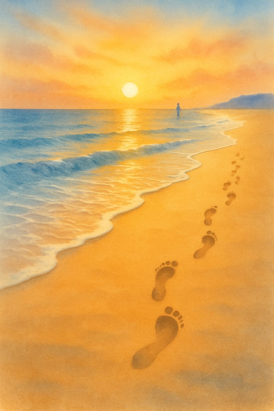 Illustration for Footsteps on the Beach